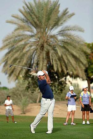 Ludlow golfer Oliver Farr in action during his final round at the Dubai grand final. Picture: Getty.