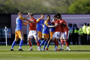 Shrewsbury Town look to defend a Crewe Alexandra set-piece 