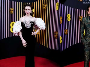 Supporting image for story: David Tennant and Lily Collins lead glamorous arrivals to the Bafta film awards