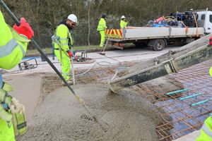 Repairs being carried out to the concrete road section of the M54