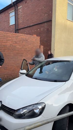 This was the man's car parked up before the row erupted. The scaffolders had requested he moved it to another space. Photo: Kennedy News and Media