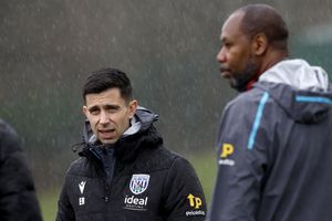 Eric Ramsay alongside Dennis Lawrence (Photo by Adam Fradgley/West Bromwich Albion FC via Getty Images)