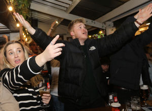 England v France quarter-Final at the Qatar 2022 World Cup.
England fans watching the game at the Salopian Bar in Shrewsbury.
Picture by Phil Blagg Photography.
PB132-2022