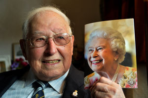 Cyril Gregory with his card from the Queen