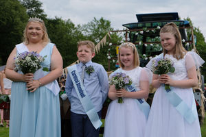 The carnival queen for 2025 Chelsea Jones with her attendants Albie Grace, Ella Jones and  Evie Edwards. Andy Compton image