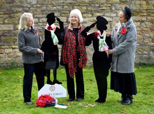 A remembrance service at the churchyard of All Saints Church, Sedgley, to remember the women who died in war. Pictured with new statues are Kay Stokes, Karen Moore and Nicky Hawkins-Pinchers from Sedgley Townswomen Guild.