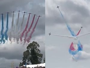 Supporting image for story: The Red Arrows at the Midlands Air Festival: Watch incredible flying display wowing crowds at air festival