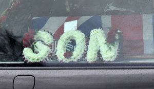 The military funeral of Northern Ireland veteran Luke Smith, at St Michael's and All Angels Church, Penkridge.