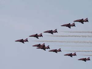 Supporting image for story: Red Arrows make history with sustainable fuel flypast for King’s birthday