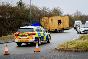Crash at Whittington Roundabout in Oswestry