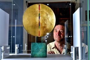 Artist Paul Kennedy with a maquette of his Covid memorial sculpture