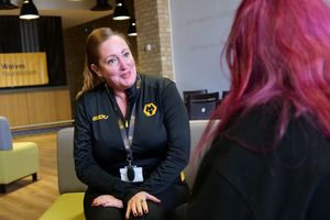 Sarah-Louise Evans, Senior Employment Officer with Wolves Foundation, works on the Building Brighter Futures project.