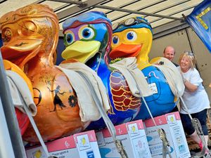 Supporting image for story: Pastures new for giant decorative ducks in Telford - with video