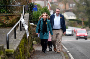 Helen Morgan going to vote on the day of the North Shropshire by-election.