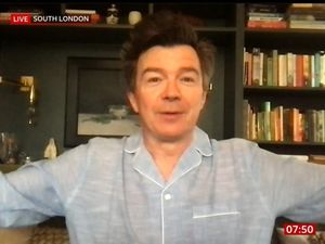 Supporting image for story: Rick Astley appears on BBC Breakfast wearing his pyjamas