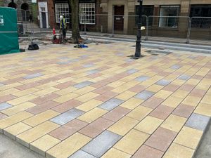 Supporting image for story: Work to lay new paving in Stafford town centre shopping square under way