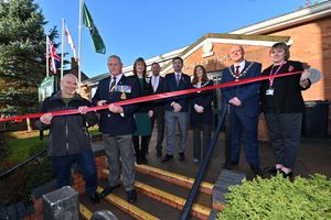 Andy Turley cuts the ribbon with brother Chris. Also in attendance was the Lord Lieutenant of Shropshire Anna Turner, Cllr Paul Davis, MP Shaun Davies, Cllr Fiona Doran, Cllr Ben Carter, Louise Heap, CEO of Telford MIND
