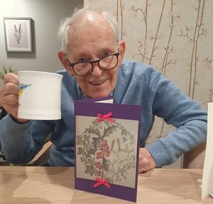David Housden, resident at HC-One’s Bluebell View, with his card for the King