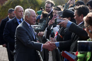 King Charles III meets members of the public as he arrives for his visit to Lichfield Cathedral to celebrate the local community and heritage skills, with a focus on the Fenland Black Oak Table, The Table for the Nation.