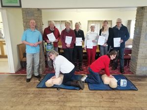 Supporting image for story: Members of Wollerton Bowling Club get first aid training after losing a member on the green six years ago