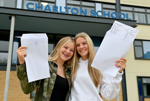 Lucy Davies and Emily Braid are happy with their results at Charlton School, Wellington.
