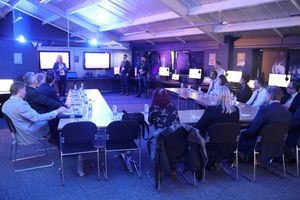 Caroline Bastow of Telford College talks to the Marches Education Partnership guests