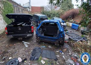 The chop shop was uncovered after a vehicle was found on Church Street in Lye, next to a yard. Photo: West Midlands Police