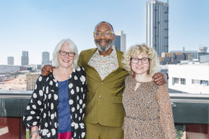 Prof Panayiota Tsatsou and Prof Diane Kemp with Sir Lenny Henry