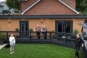 Newcastle-under-Lyme couple Lorraine and Neil Burton with their daughter Nicola and John Lyon from Rubicon Garden Rooms