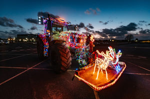 A particularly bright farming vehicle.