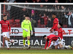 Dejected Saddlers after Swindon go 1-0 up.