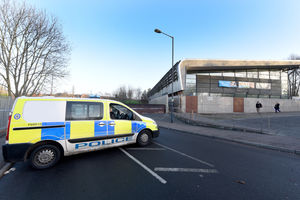 A police cordon outside Darlaston Swimming Pool in Victoria Road