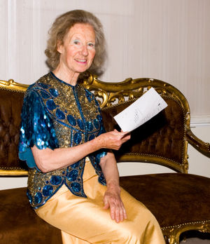 Johanna Vardon pictured in 2011 wearing the evening top worn her grandmother Barbara Lenox-Conyngham is thought to have worn on the Titanic, and holding a letter which was posted from the ship