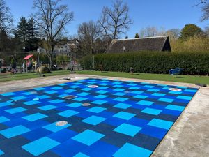 The council shared this image of the progress on the resurfacing work. Picture: Shrewsbury Town Council.