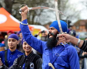 Sikhs demonstrate sword techniques