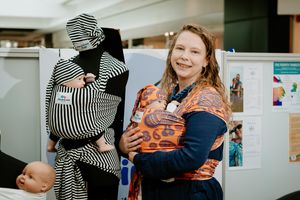 Helen Bayet with her baby slings