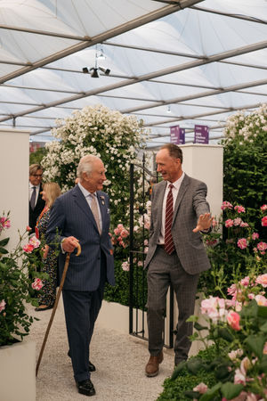 The King is welcomed by David Austin of David Austin Roses.