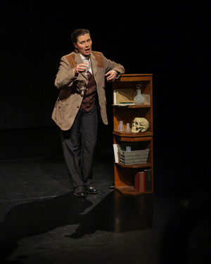 Amelia Ace Armande of Ropetackle Storytellers performing at the Edge Arts Centre. Photo: Andy Brooks