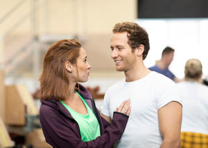 Helen Ternent (Nicola) and Joel Harper-Jackson (Charlie) in rehearsal for Kinky Boots UK Tour. Photo by: Helen Maybanks