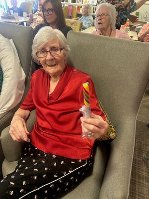 Resident at HC-One’s Priorslee House Care Home marking ‘Priorslee by the Sea’ Celebration