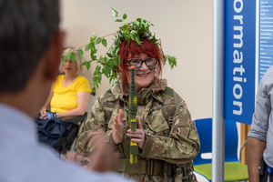 Belinda Potts, healthcare assistant, playing the role of the enemy during the challenge