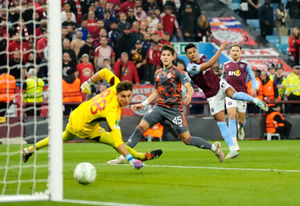 Aston Villa's Ollie Watkins scores their first goal of the game