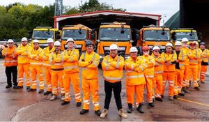 Telford & Wrekin Councillor Richard Overton, pictured centre, with the gritting crew. Picture: Telford & Wrekin Council