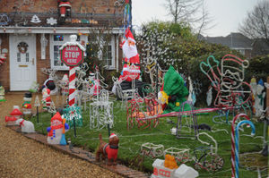 Charity Christmas lights switched off, at Kestrel Way, Cheslyn Hay