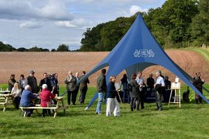 Sir William Worsley officially opens the new Bradford Walk woodland path off Mill Lane, Shifnal.