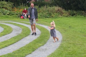 Two year old Lacey McEwan, from Shrewsbury, with her Grandad, Phil. Photo: David Atkinson.