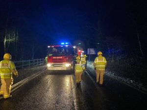 Supporting image for story: Car flips on to side after hitting standing water near Market Drayton