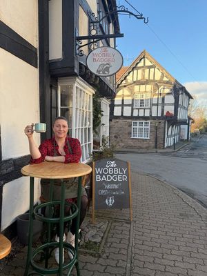 The Wobbly Badger owner Hannah Richards sat outside the café. Visit Herefordshire