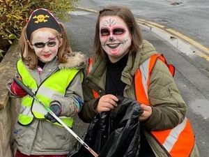 Supporting image for story: Youngsters give city litter pick a Halloween theme