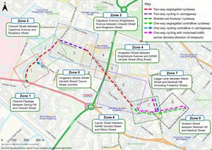 Proposals for the cycle route from Birmingham city centre to the A457 Dudley Road. Taken from consultation page.
